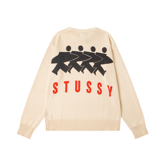 Stusy Running Figures Knit Sweater