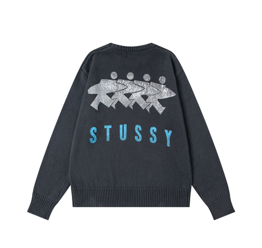 Stusy Running Figures Knit Sweater